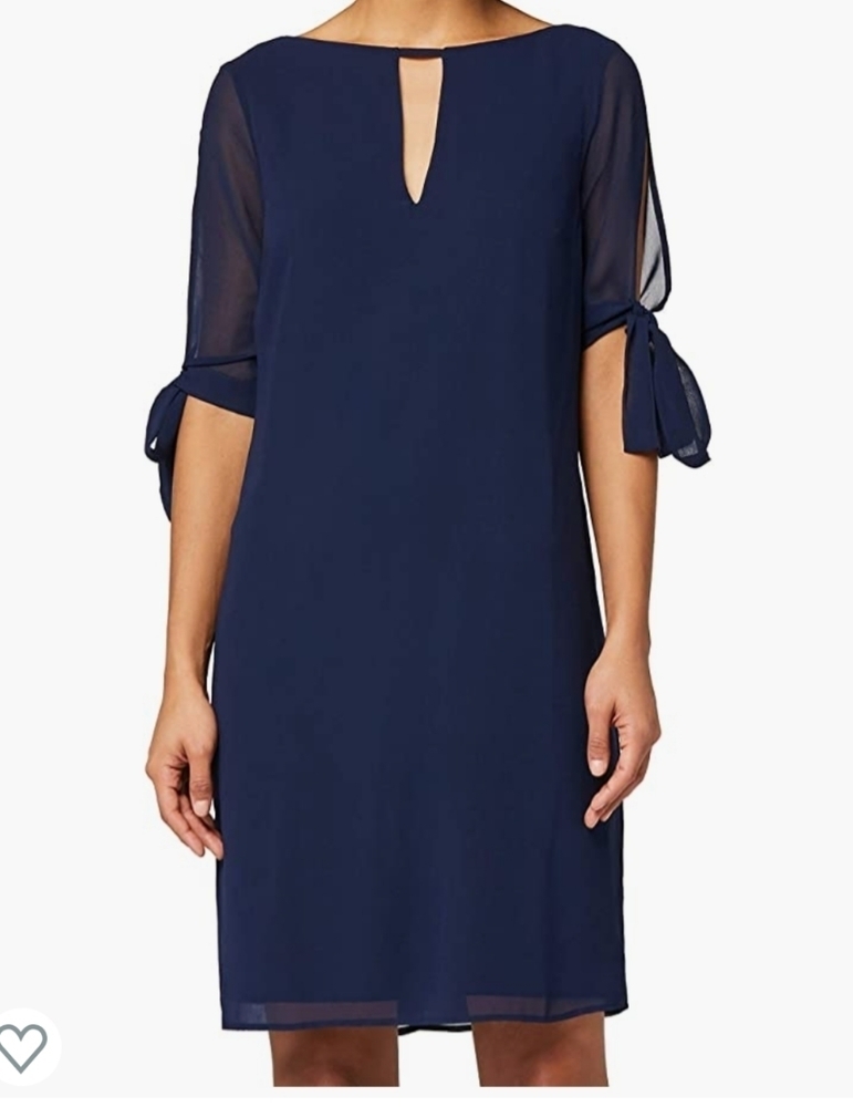 Truth & Fable Navy A-Line Dress w/Chiffon Sleeves Size 14